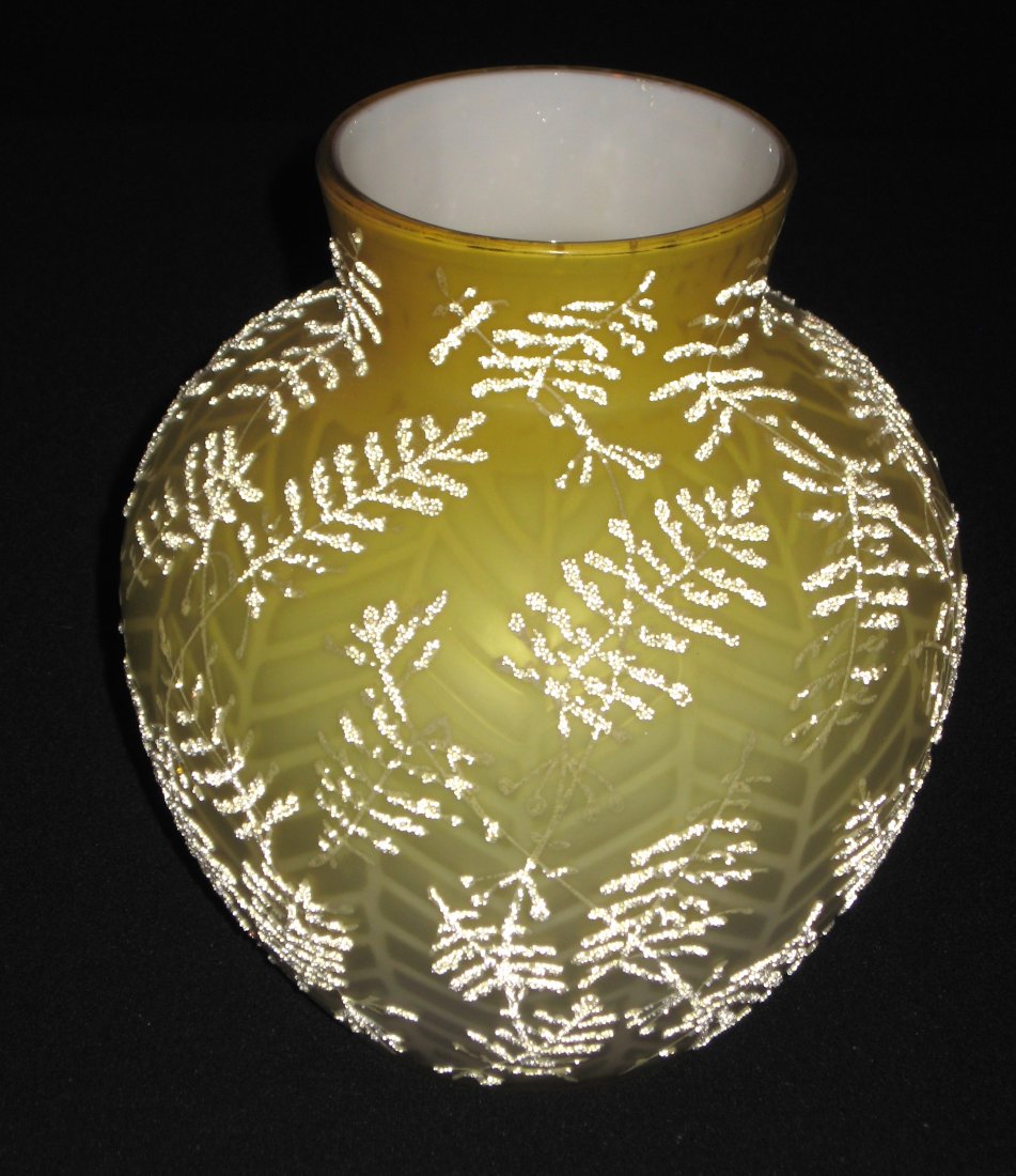 Victorian Coralene MOP glass vase, (1 of 4)