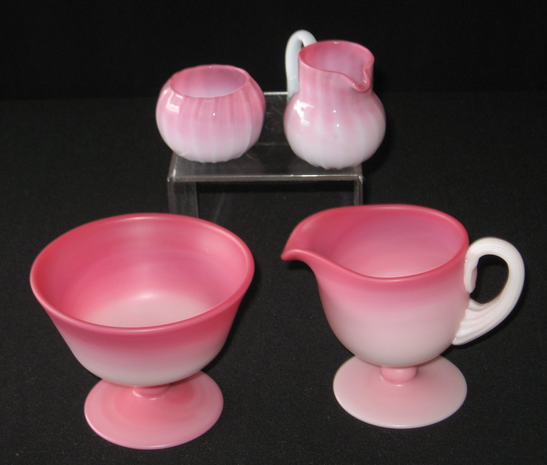 Four Peachblow glass items, (1 of 5)