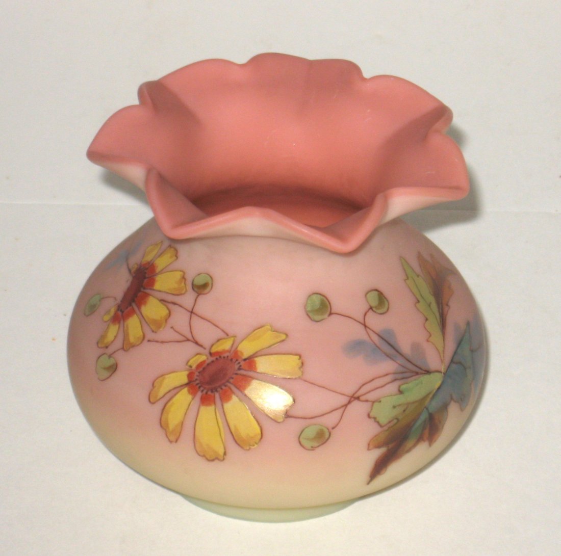 Webb decorated Burmese vase, (1 of 5)