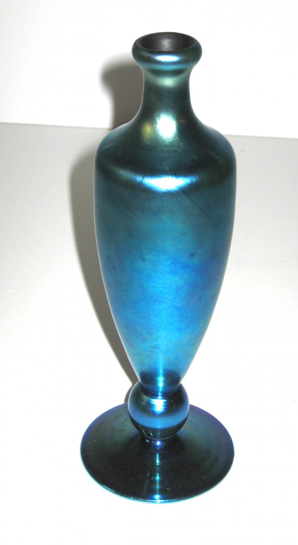 Steuben blue Aurene perfume bottle, (1 of 4)