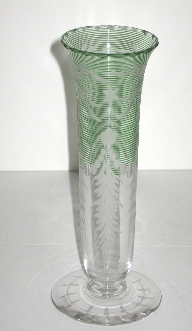 Steuben Hawkes cut crystal glass vase, (1 of 4)