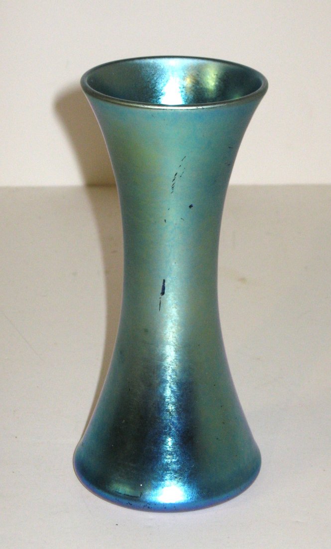 Steuben blue Aurene glass vase, (1 of 3)