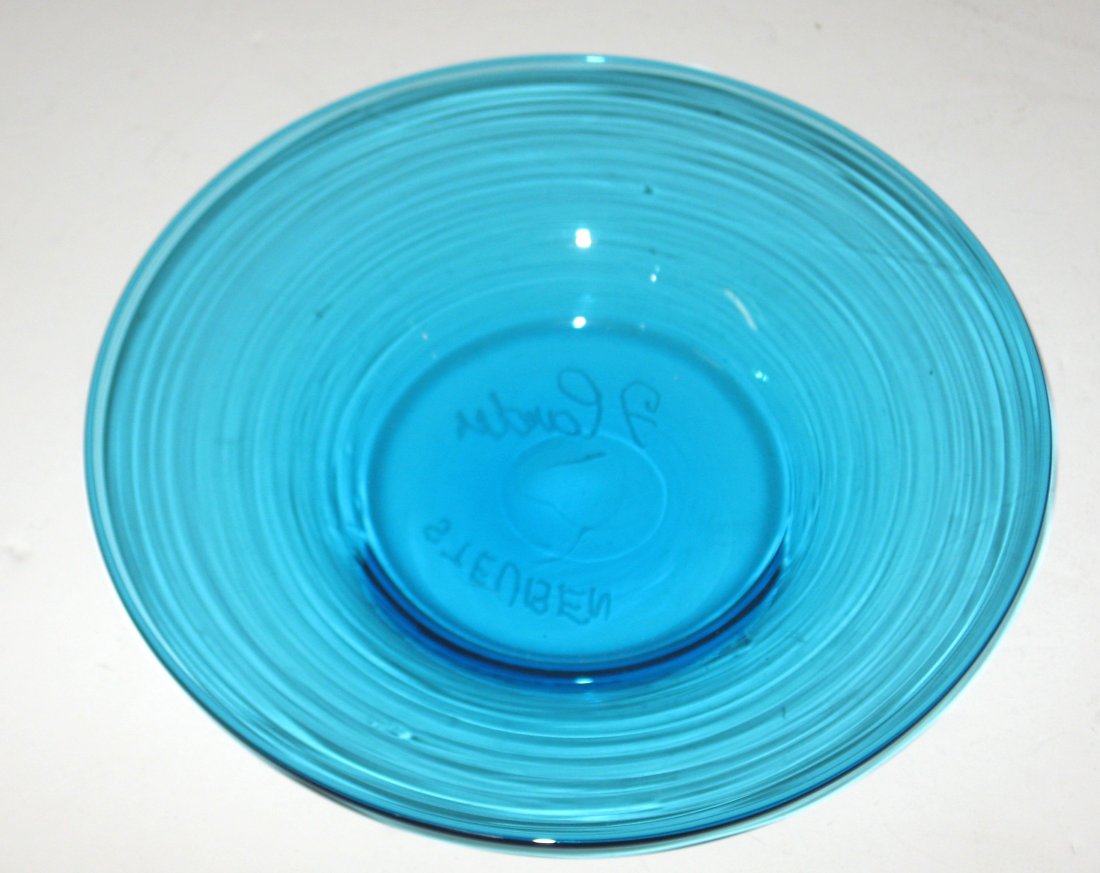 Carder signed Celeste blue plate, (1 of 3)