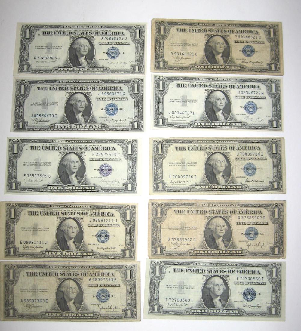 10 1935 one dollar bills, (1 of 3)