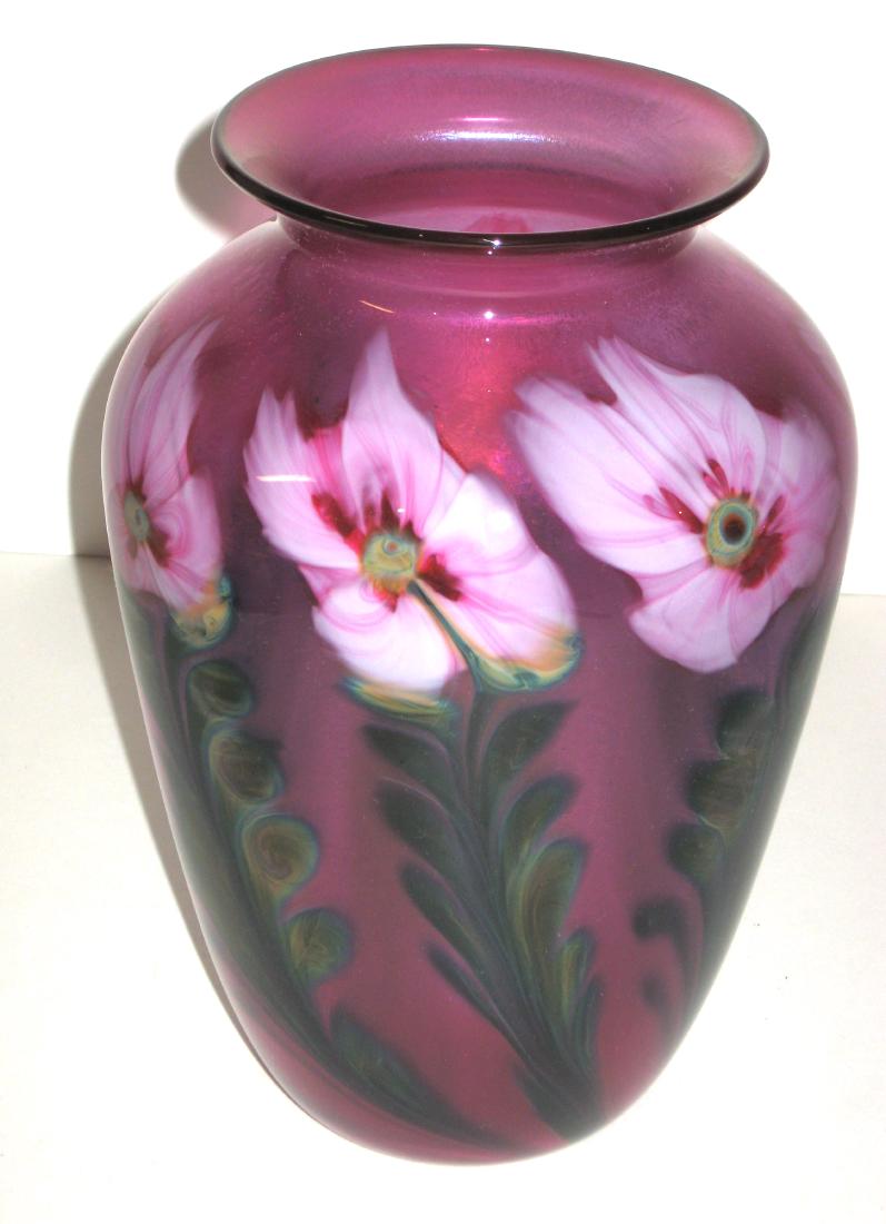 Charles Lotton red Multi Flora vase, (1 of 6)