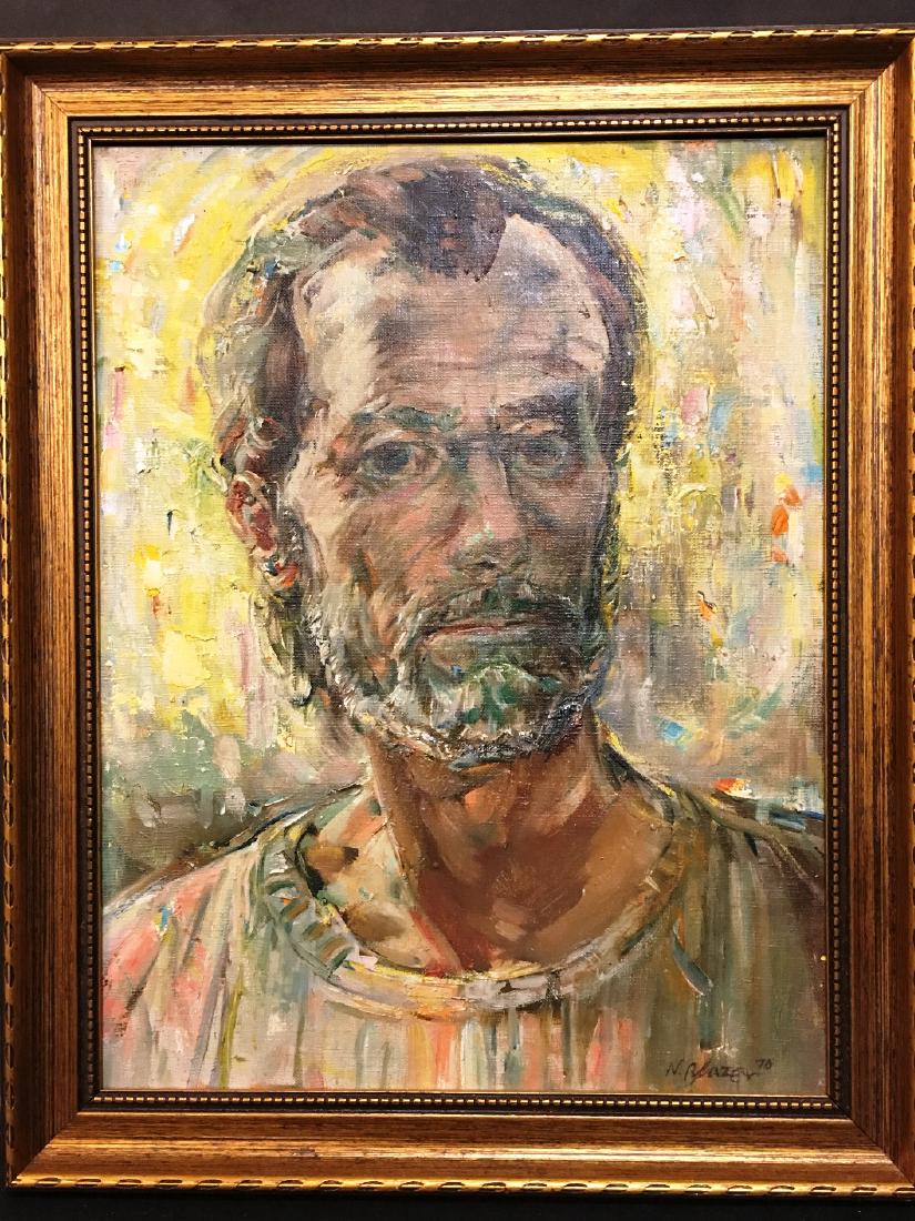 FRAMED MALE SELF PORTRAIT: 12" X 17" SIGNED