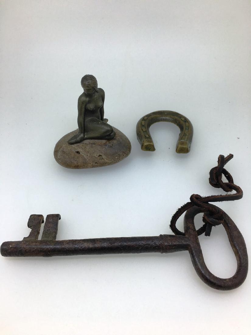 NUDE BRONZE WOMEN SITTING ON ROCK, BRASS WALL ART HORSE: Bronze