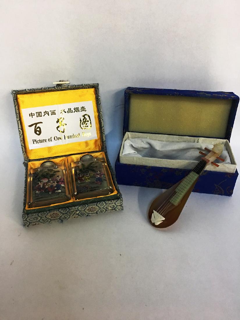 Vintage Chinese Instrument and 2 Snuff Bottles Picture (1 of 1)