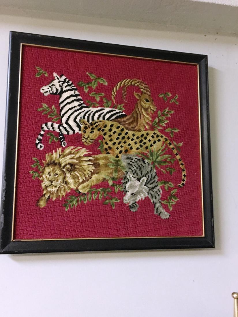 NEEDLEPOINT SAFRI ON RED: 17.75"X17.75"