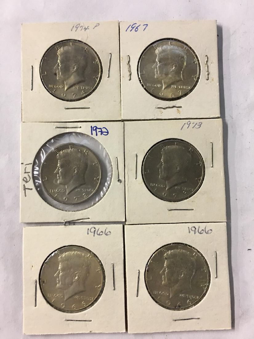 6 KENNEDY HALF DOLLARS (1 of 2)