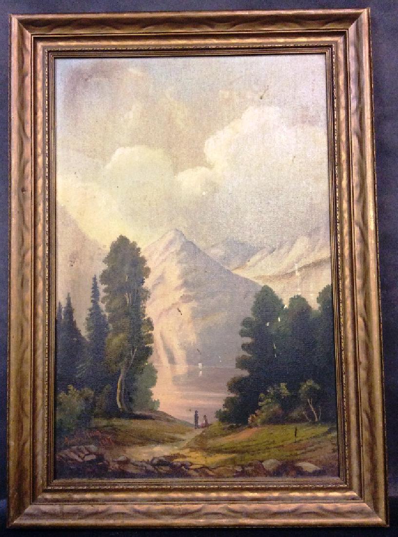 MOUNTAIN SCENE OIL ON BOARD SIGNED BY ANGELA HEIBG 1887 (1 of 1)
