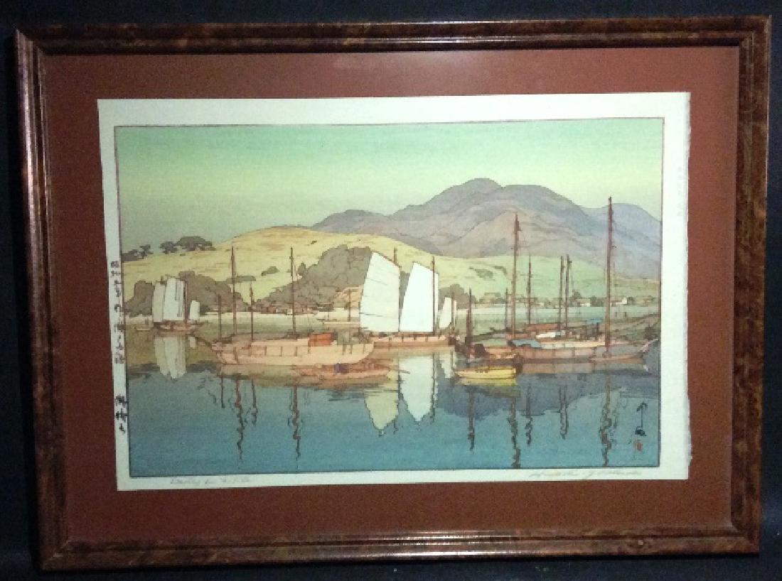 LITHOGRAPH OF BOAT RIVER SCENE (1 of 1)