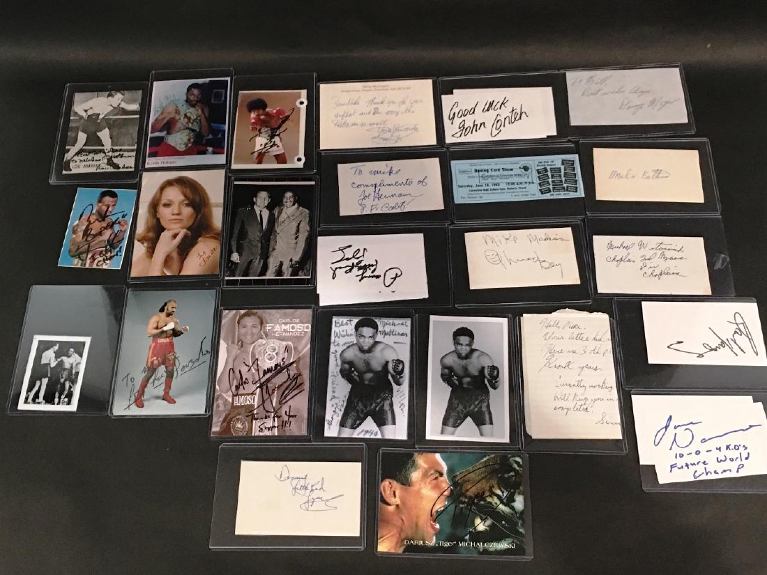 24 ASST. BOXING MEMORABILIA: SIGNED PHOTOS AND PERSONAL AUTOGRAPHED CARDS