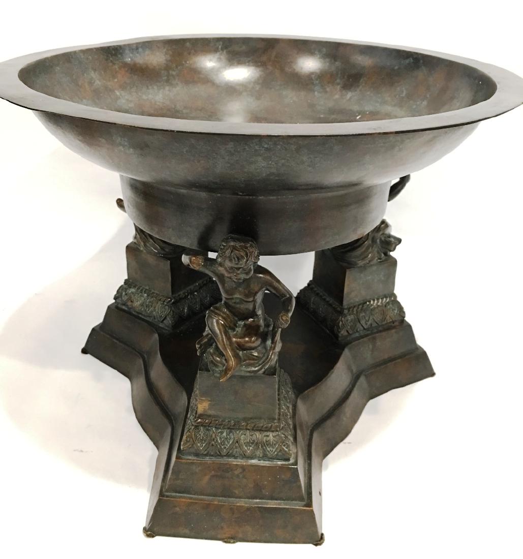 LARGE BRONZE BOWL SUPPORTED BY 3 CHILDERN (1 of 3)