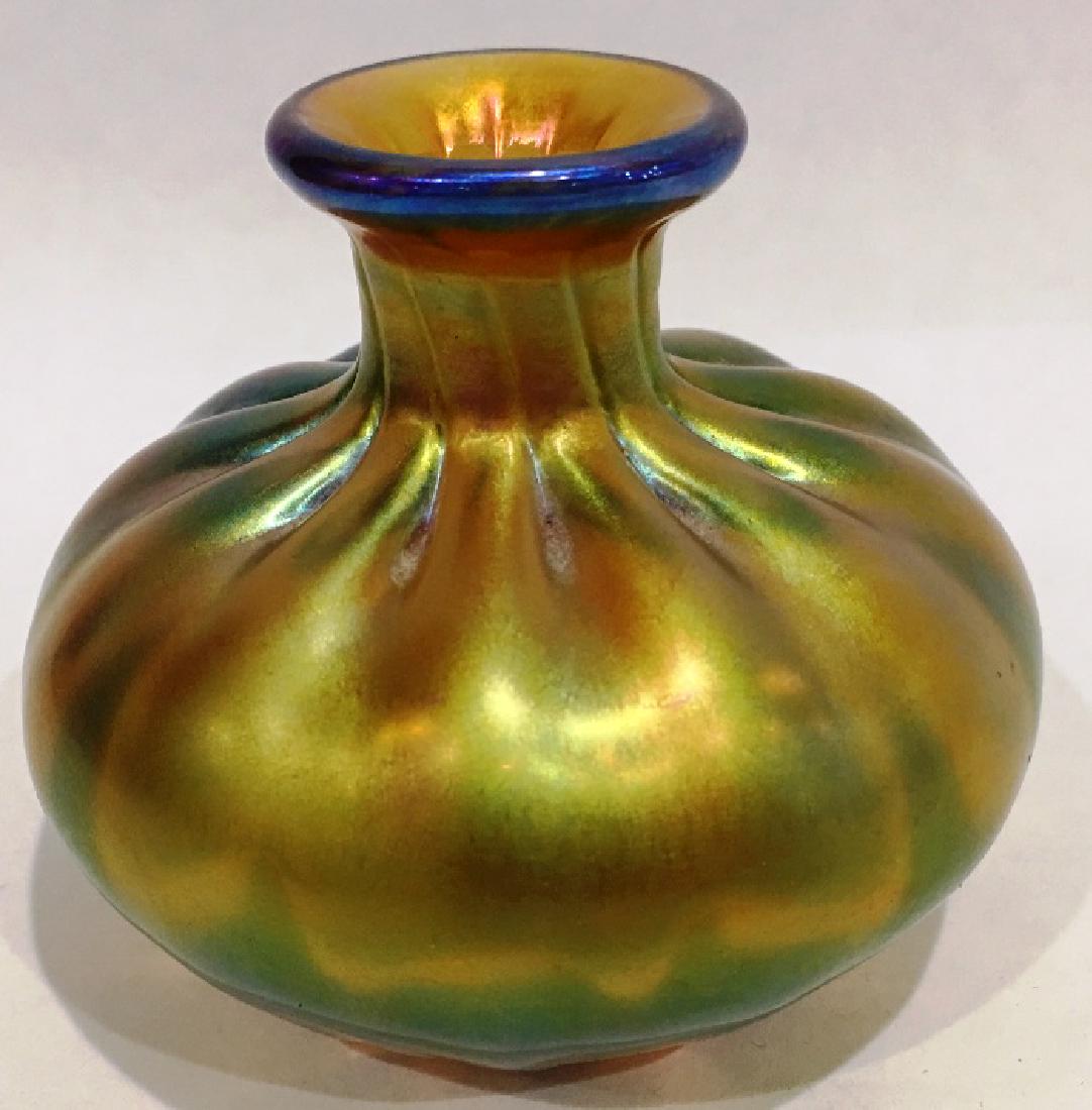 LOETZ STYLE AUSTRIAN VASE: YELLOW IN COLOR, 3" TALL