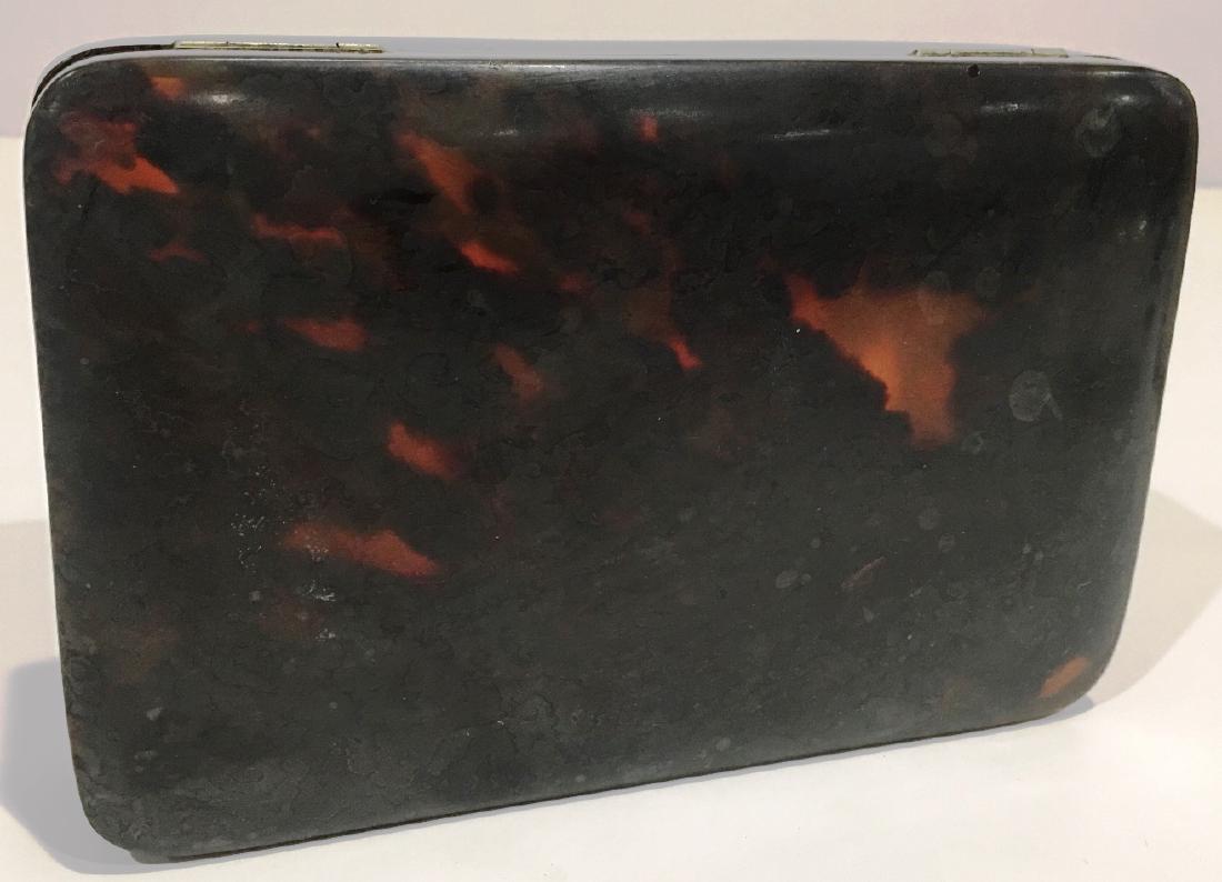 TORTOISE SHELL BOX WITH HINGED LID: 7" X 4.5" X 1.5"