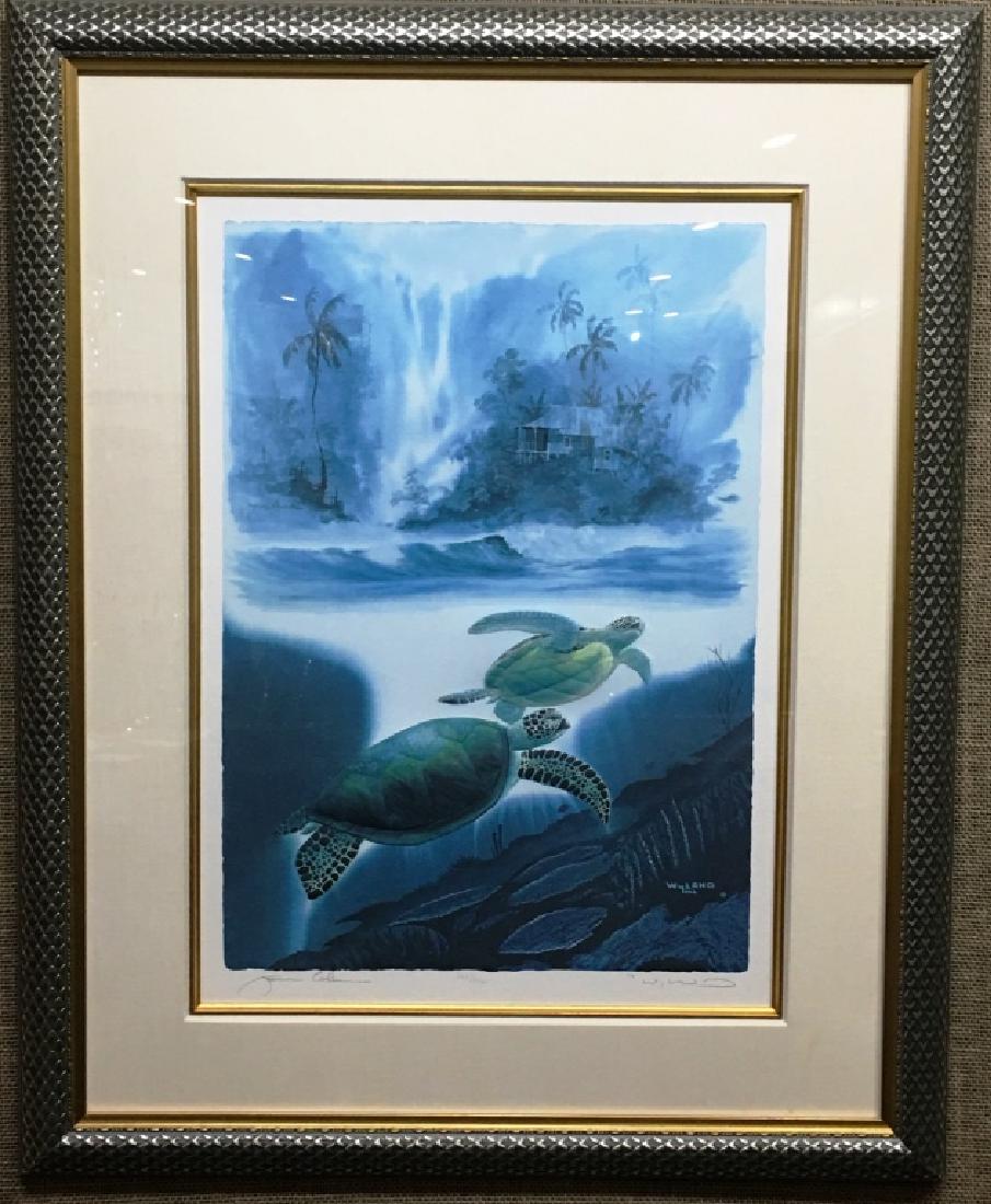 ROBERT WYAND & JAMES COLEMAN "TURTLE WATERS": 1992, SIGNED IN MARGINS, 22.5" X 16", 33" X 27" FRAMED