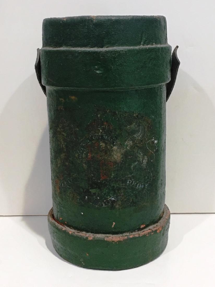 WOODEN GREEN PAIL: 16" TALL, AS IS, SEE PHOTO