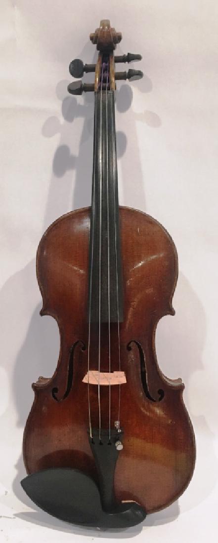 SEBASTIEN VUILLAUME VIOLIN (1835-1875) WITH BOW: ANTIQUE CASE AND SILK HAND SEW COVER, 24" (60cm) LONG, LABEL INSIDE "SEBASTIEN VUILLAUME 27 BOULEVARD BONNE-NOUVELLE, PARIS; VERY RARE VIOLIN
