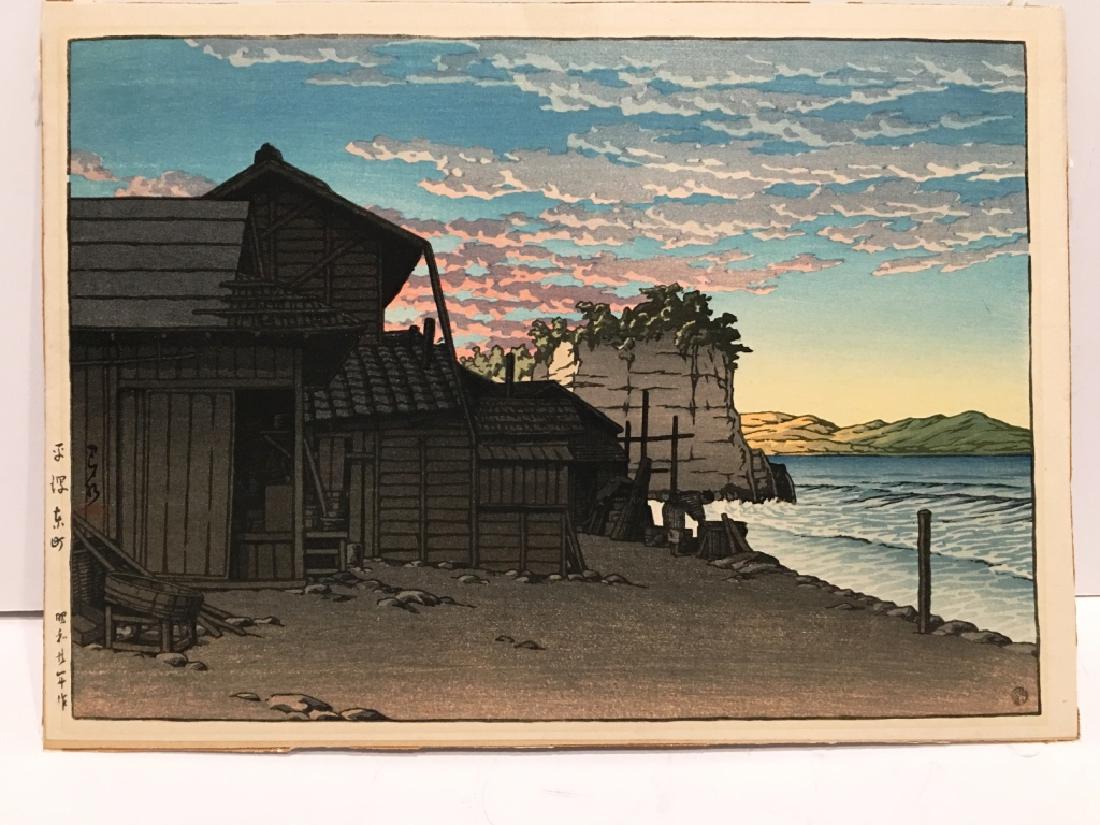 KAWASE HASUI JAPANESE WOODBLOCK: HIGASHI - HIRAKATA WATANABE, 18.75" X 14", SIGNED LOWER LEFT CORNER SEAL IN LOWER RIGHT
