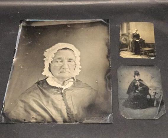3 tin type photographs: 6 1/2 inches wide by 8 3/8 inches long, 2 5/8 inches wide by 4 inches long, 2 1/4 inches wide by 3 1/4 inches long