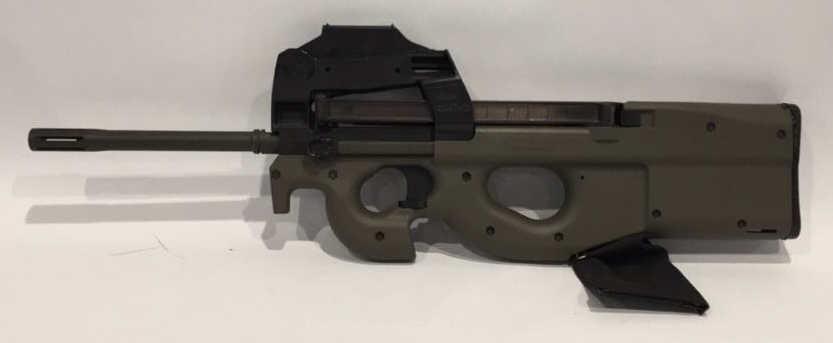 FN PS90 Green: Cal 5.7x28mm, one 50 round magazine, with ring sight, with box and accessories, Fabrique Nationale Herstal Belgium