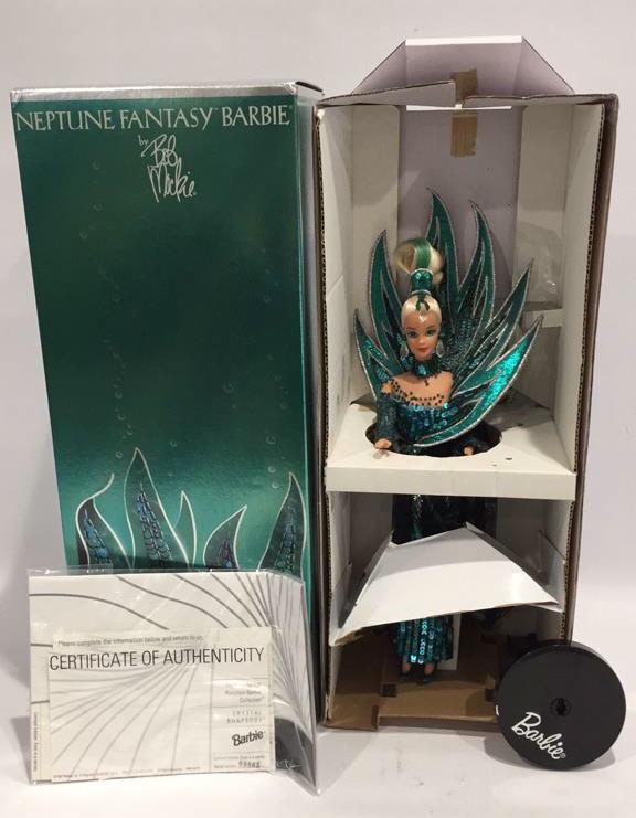 1992 Bob Mackie Neptune Fantasy Barbie: With original box and COA, 18 inches tall by 7 inches wide, box is as is see photo