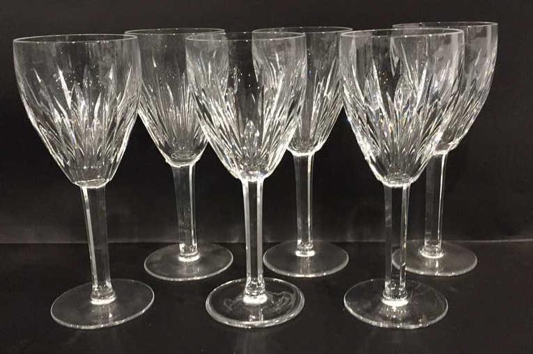 6 Waterford Wine Glasses: 7 inches tall