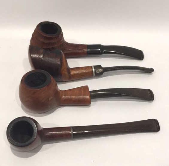 4 Tobacco Pipes: Briarwood, Algerian Briar 711, Brairwood pipe with the number 3, Cherry Wood Pipe â€œRopp Supreme” â€œMade in France”