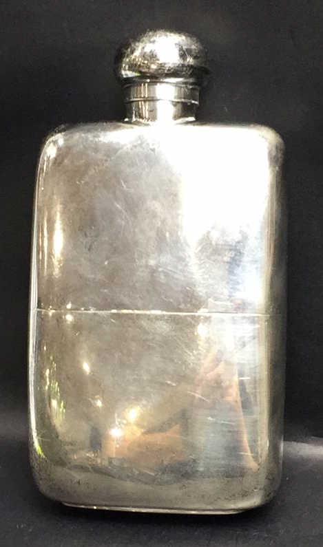 Mappin and Webb Queen Victoria Sterling Flask: 7 inches by 4 inches, 397 grams total weight