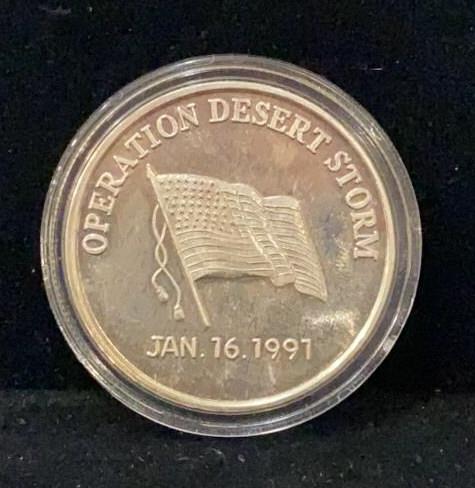 1oz Operation Desert Storm Operation Coin: 1991, .999 fine silver