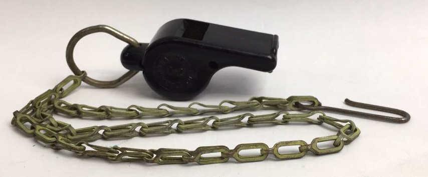Vintage National B-2 Whistle Stop-it Standard: Black, With art deco chain