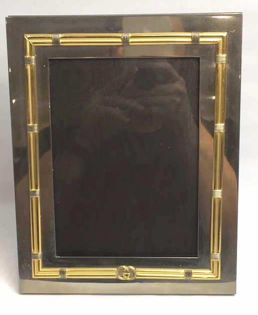 Gucci Silver and Gold Tone Rectangular Frame: 10 inches by 8 inches