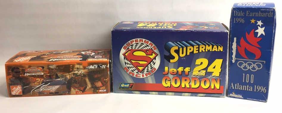 Lot of NASCAR Memorabilia Die Cast Cards: Jeff Gordon, Tony Stewart, and Dale Earnhardt