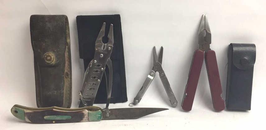 Lot of Pocket Knives and Multi-Tools: Old Timer Pocket Knife, 3 Multi- tools, see photo for condition