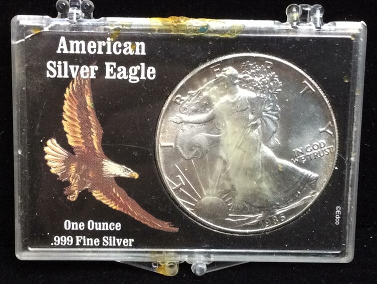 1986 American Silver Eagle Dollar Coin: $1 coin, use photo for grading