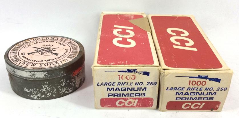 Lot of Primers: 1387- CCI Large Rifle No. 250 Magnum Primers, 40- Musket Caps Primers No. 250