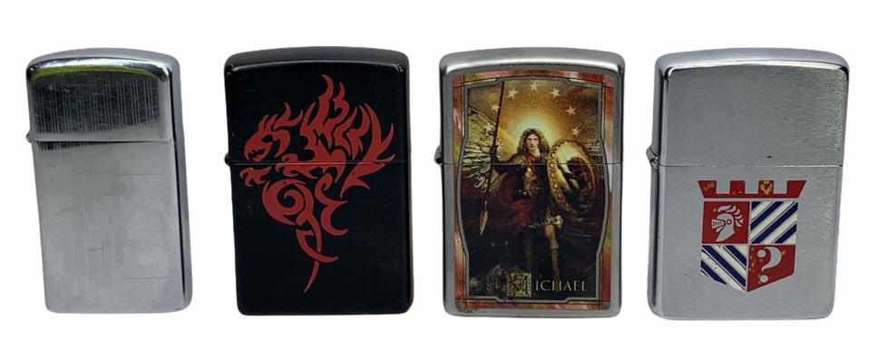 Lot of Zippo Lighters: 3 lighters, 1 slim case, see photo