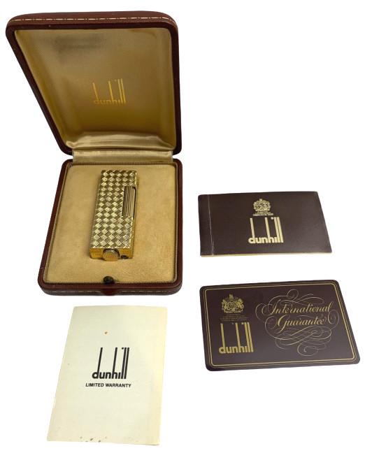 Dunhill 14k Outer Jacket Lighter: 398 Swiss-made, monogrammed N.I.S., with box and papers, see photo