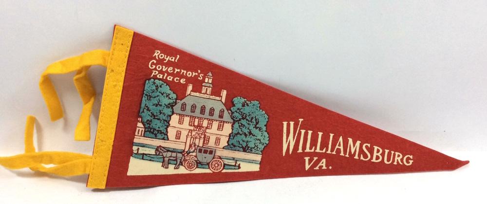 Vintage Williamsburg Va. Felt Pennant: Royal Governorâ€™s Palace, 12.25 inches, see photo