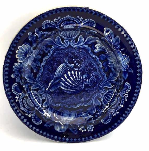 Longport Staffordshire England Flow Blue Plate: 10 inches across, see photo