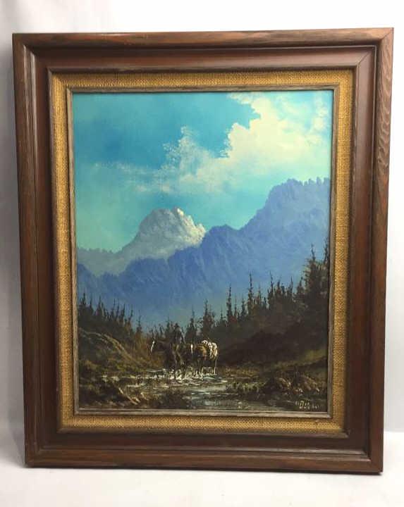 Mountain Valley Scene by Lester Hughes: Oil on canvas, 1940, 22 inches by 26 inches, Signed in lower right corner, see photo