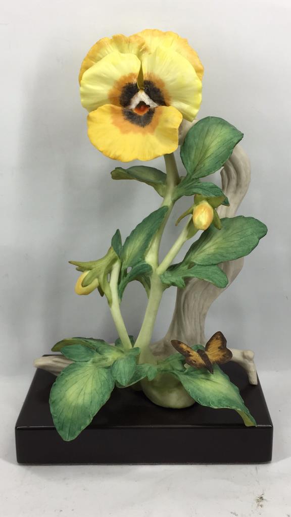 Cybis Yellow Flowers with Butterflies: 8.5 inches, Signed and numbered 442, see photo