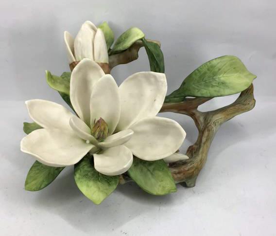 Cybis White Flowers on Branch: 9 inches by 5 inches, Signed, See photo