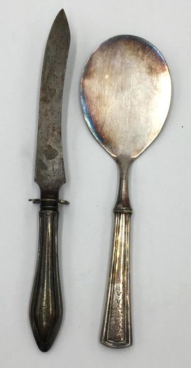 2 Silver Serving Utensils: longest 9.5 inches, personalized, see photo