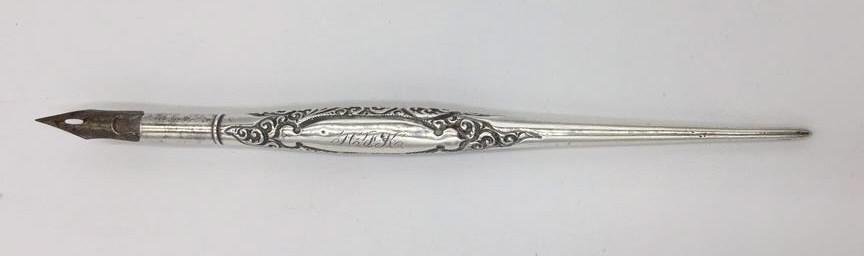 Ornate Repousse Sterling Silver Pen: 7.5 inches long, marked on Pen, See photo