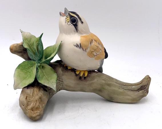Cybis Bird on Branch Figurine: 3 inches by 4.5 inches, signed on back, see photo