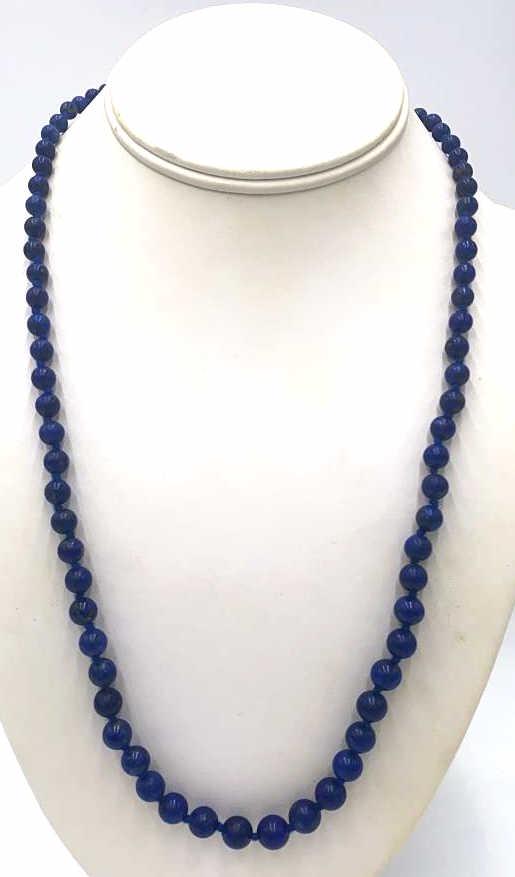 Russian Lapis Lazuli Graduated Beaded Necklace: 22 inches long, 10k Gold Clasp, see photo