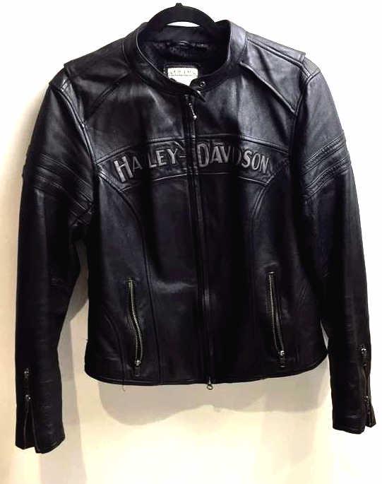 Harley Davidson Genuine Leather Riding Jacket: Size Large, all black, excellent condition, see photo