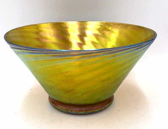 Steuben Aurene Glass Bowl: Signed and numbered 6115 on bottom, 10 inches by 5.25 inches, excellent condition, see photo